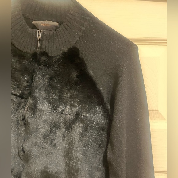 Black Fur Sweater Zip Up, Size Large (runs a little small). Brand: Cu rame - Picture 7 of 7